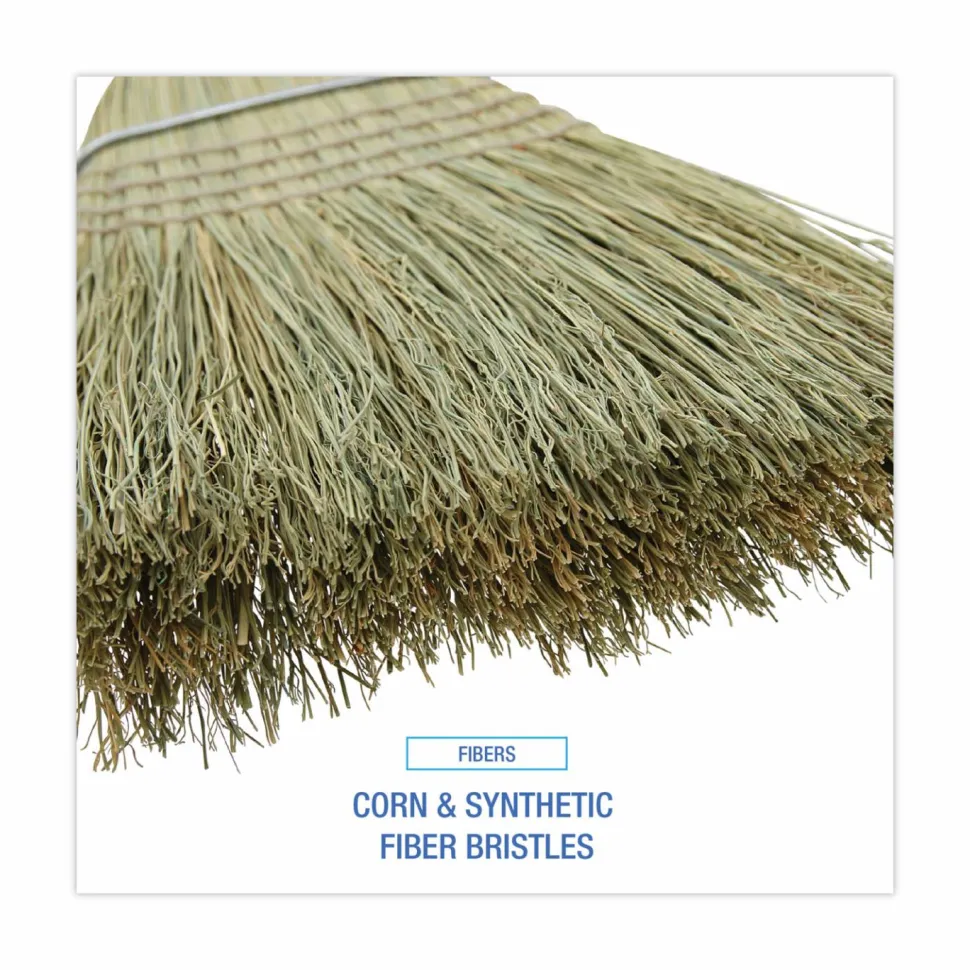 Boardwalk 100% Corn Brooms, 60" Overall Length, Natural, 6/Carton