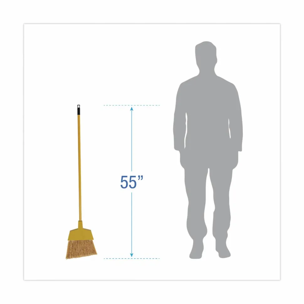 Boardwalk Corn Fiber Angled-Head Lobby Brooms, 55" Length, Yellow, 12/Carton