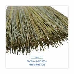 Boardwalk Corn/Fiber Brooms, Corn/Synthetic Fiber Bristles, 60" Overall Length, Gray/Natural, 6/Carton
