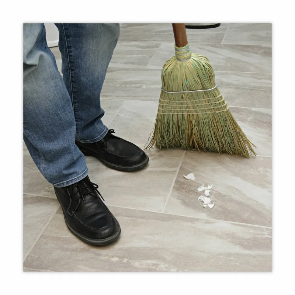 Boardwalk Corn/Fiber Brooms, Corn/Synthetic Fiber Bristles, 60" Overall Length, Gray/Natural, 6/Carton
