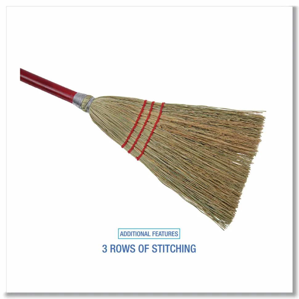 Boardwalk Corn Fiber Lobby/Toy Broom, Corn Fiber Bristles, 39" Overall Length, Red, 12/Carton