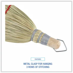 Boardwalk Corn Whisk Broom, Corn Fiber Bristles, 9" Bristle Length, Yellow, 12/Carton