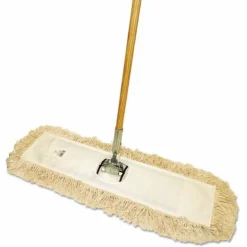 Boardwalk Cotton Dry Mopping Kit, 24 x 5 Natural Cotton Head, 60" Natural Wood Handle