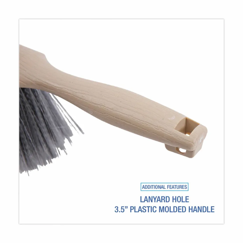 Boardwalk Counter Brush, Gray Flagged Polypropylene Bristles, 4.5" Brush, 3.5" Tan Plastic Handle