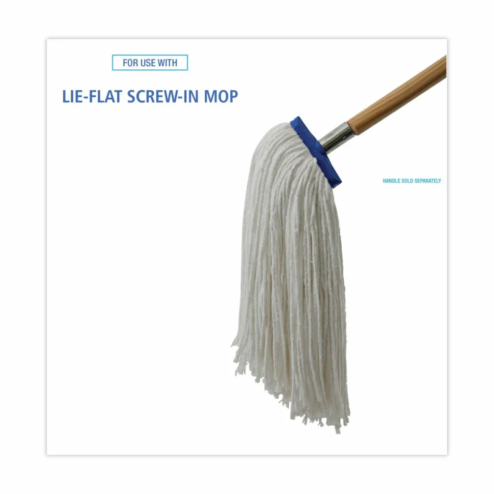 Boardwalk Cut-End Lie-Flat Wet Mop Head, Rayon, 16oz, White, 12/Carton