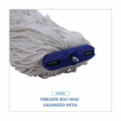 Boardwalk Cut-End Lie-Flat Wet Mop Head, Rayon, 16oz, White, 12/Carton