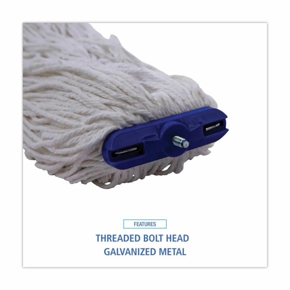Boardwalk Cut-End Lie-Flat Wet Mop Head, Rayon, 16oz, White, 12/Carton
