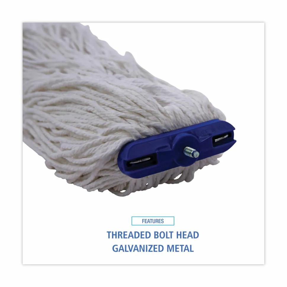 Boardwalk Cut-End Lie-Flat Wet Mop Head, Rayon, 24oz, White, 12/Carton