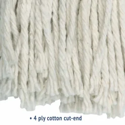 Boardwalk Cut-End Wet Mop Head, Cotton, #24, White
