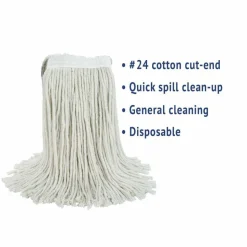 Boardwalk Cut-End Wet Mop Head, Cotton, #24, White