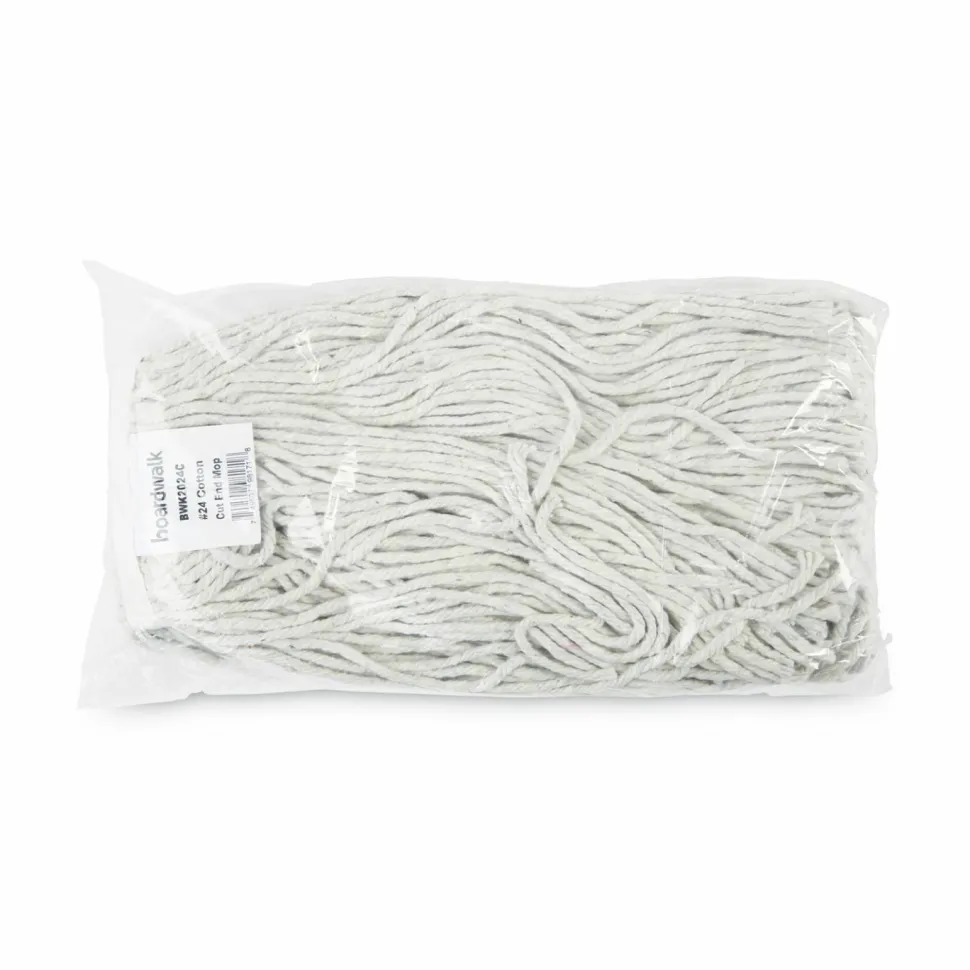 Boardwalk Cut-End Wet Mop Head, Cotton, #24, White 12/Carton