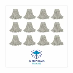 Boardwalk Cut-End Wet Mop Head, Cotton, #24, White 12/Carton