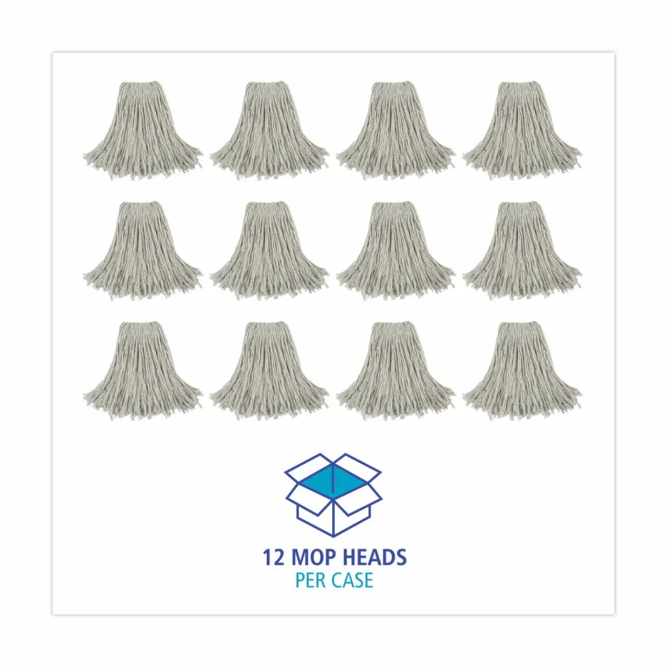 Boardwalk Cut-End Wet Mop Head, Cotton, #24, White 12/Carton