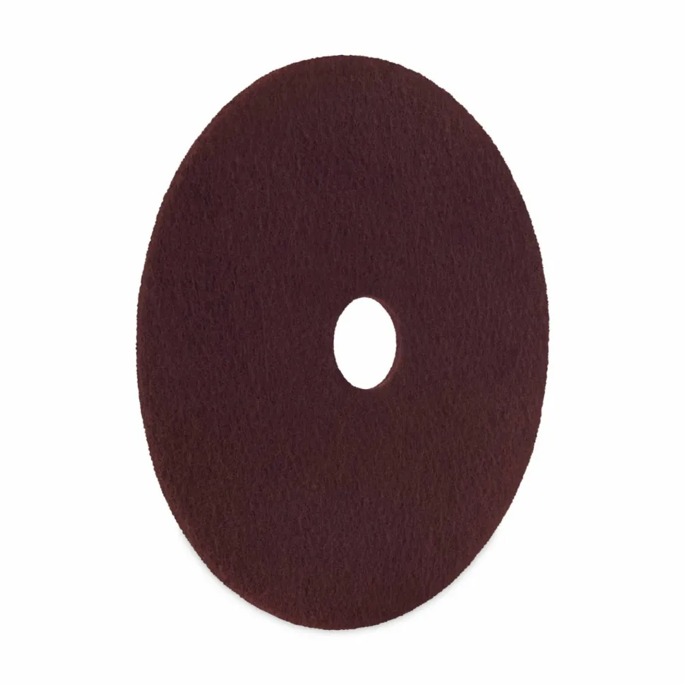 Boardwalk Deep Scrub Pads, 16" Diameter, Maroon, 10/Carton