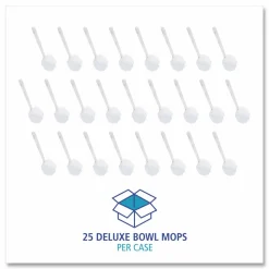 Boardwalk Deluxe Toilet Bowl Mop, 12" Handle, 2" Mop Head, White, 25/Carton