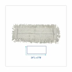 Boardwalk Disposable Cut End Dust Mop Head, Cotton/Synthetic, 24 x 5, White