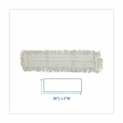 Boardwalk Disposable Dust Mop Head w/Sewn Center Fringe, Cotton/Synthetic, 36 x 5, White