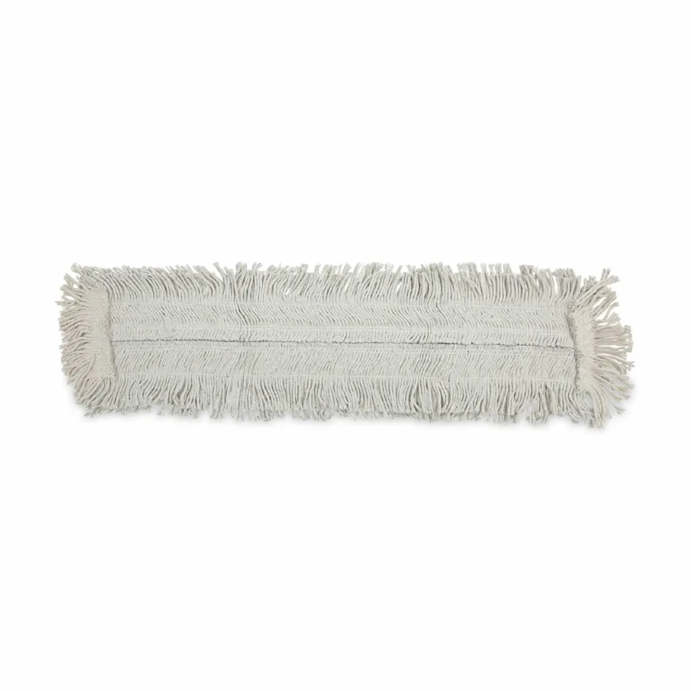 Boardwalk Disposable Dust Mop Head w/Sewn Center Fringe, Cotton/Synthetic, 36 x 5, White