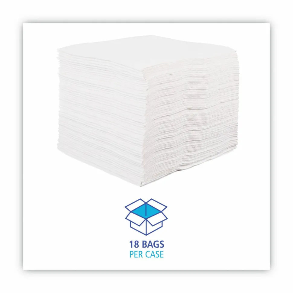 Boardwalk DRC Wipers, 12 x 13, White, 56 Bag, 18 Bags/Carton