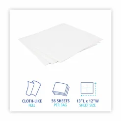 Boardwalk DRC Wipers, 12 x 13, White, 56 Bag, 18 Bags/Carton