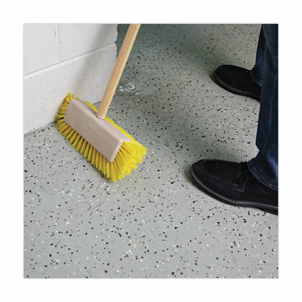Boardwalk Dual-Surface Scrub Brush, Yellow Polypropylene Bristles, 10" Brush, Plastic Handle