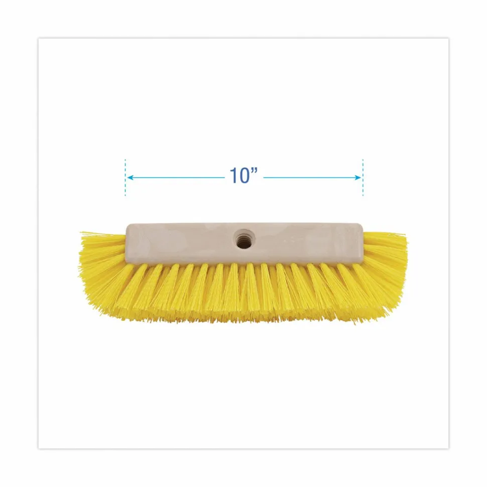 Boardwalk Dual-Surface Scrub Brush, Yellow Polypropylene Bristles, 10" Brush, Plastic Handle