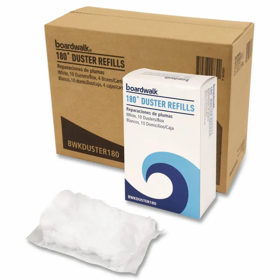 Boardwalk 180 Duster Refills, Soft Fluffy Fibers, White, 10 Dusters/Box, 4 Boxes/Carton