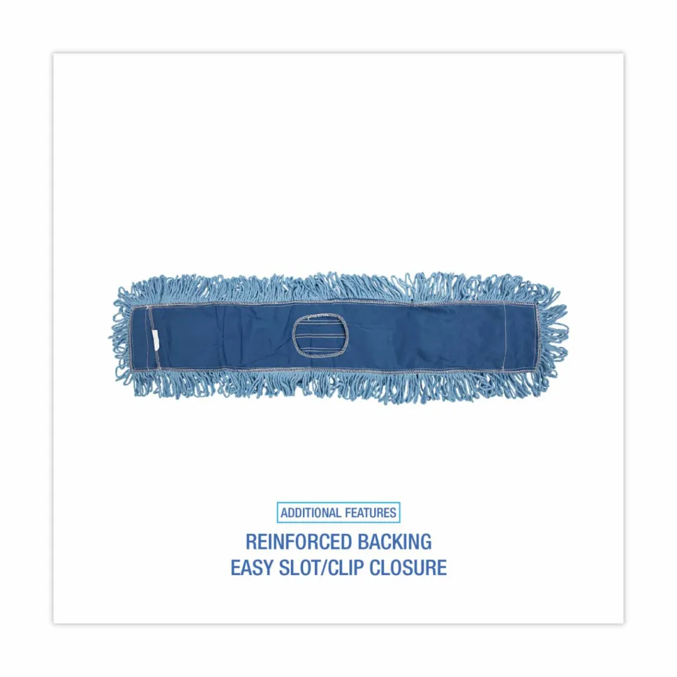 Boardwalk Dust Mop Head, Cotton/Synthetic Blend, 36 x 5, Looped-End, Blue
