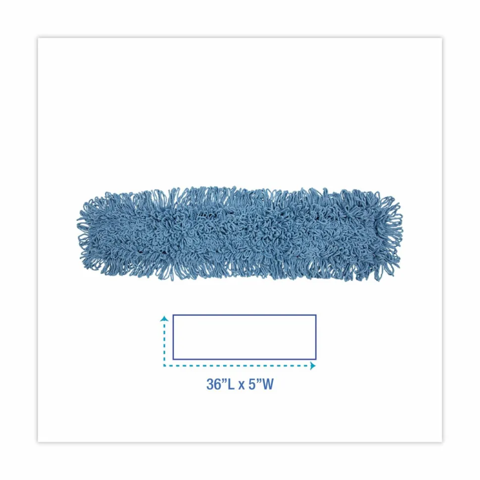 Boardwalk Dust Mop Head, Cotton/Synthetic Blend, 36 x 5, Looped-End, Blue