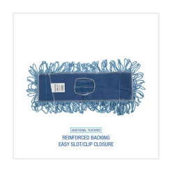 Boardwalk Dust Mop Head, Looped-End, Cotton/Synthetic Fibers, 18 x 5, Blue