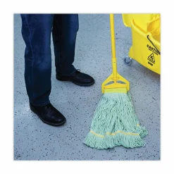 Boardwalk EcoMop Looped-End Mop Head, Recycled Fibers, Large Size, Green, 12/Carton