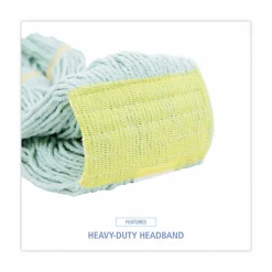 Boardwalk EcoMop Looped-End Mop Head, Recycled Fibers, Large Size, Green, 12/Carton