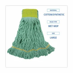 Boardwalk EcoMop Looped-End Mop Head, Recycled Fibers, Large Size, Green, 12/Carton