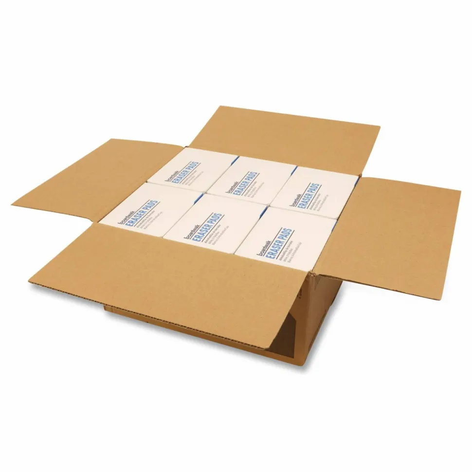 Boardwalk Eraser Pads, 2.5 x 4.5, 1" Thick, White, 6 Pads/Pack, 6 Packs/Carton