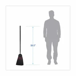 Boardwalk Flagged Tip Poly Bristle Janitor Brooms, 10 x 58.5, Wood Handle, Natural/Black, 12/Carton