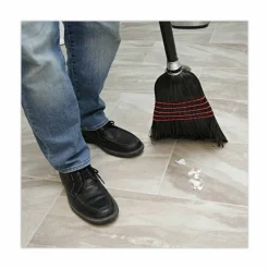 Boardwalk Flagged Tip Poly Bristle Janitor Brooms, 10 x 58.5, Wood Handle, Natural/Black, 12/Carton