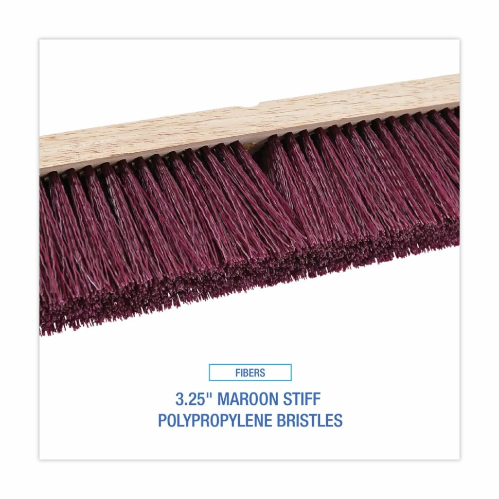 Boardwalk Floor Brush Head, 3.25" Maroon Stiff Polypropylene Bristles, 36" Brush