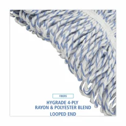 Boardwalk Floor Finish Mop Head, Narrow, Rayon/Polyester, Large, White/Blue Stripes, 12/Carton