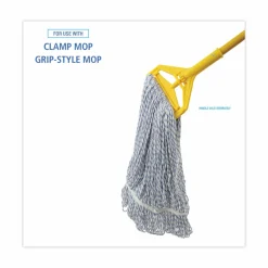Boardwalk Floor Finish Mop Head, Narrow, Rayon/Polyester, Large, White/Blue Stripes, 12/Carton