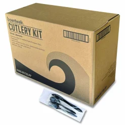 Boardwalk Four-Piece Cutlery Kit, Mediumweight, Fork/Knife/Napkin/Spoon, Plastic, 6.38