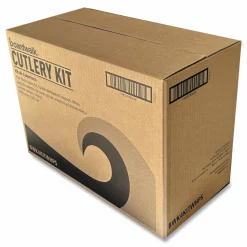 Boardwalk Four-Piece Polystyrene Cutlery Kit, Mediumweight, Fork/Knife/Napkin/Spoon, Plastic, White, 250/Carton