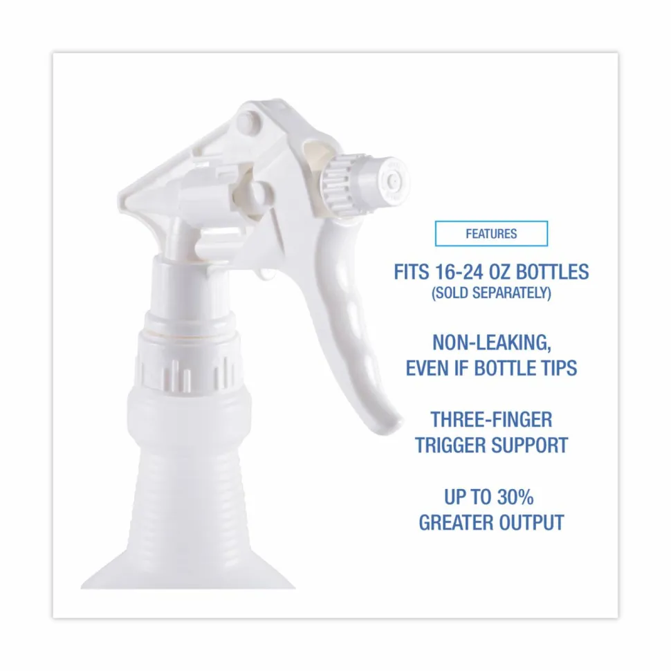 Boardwalk General Purpose Trigger Sprayer, 8" Tube, Fits 16 oz to 24 oz Bottles, White, 24/Carton