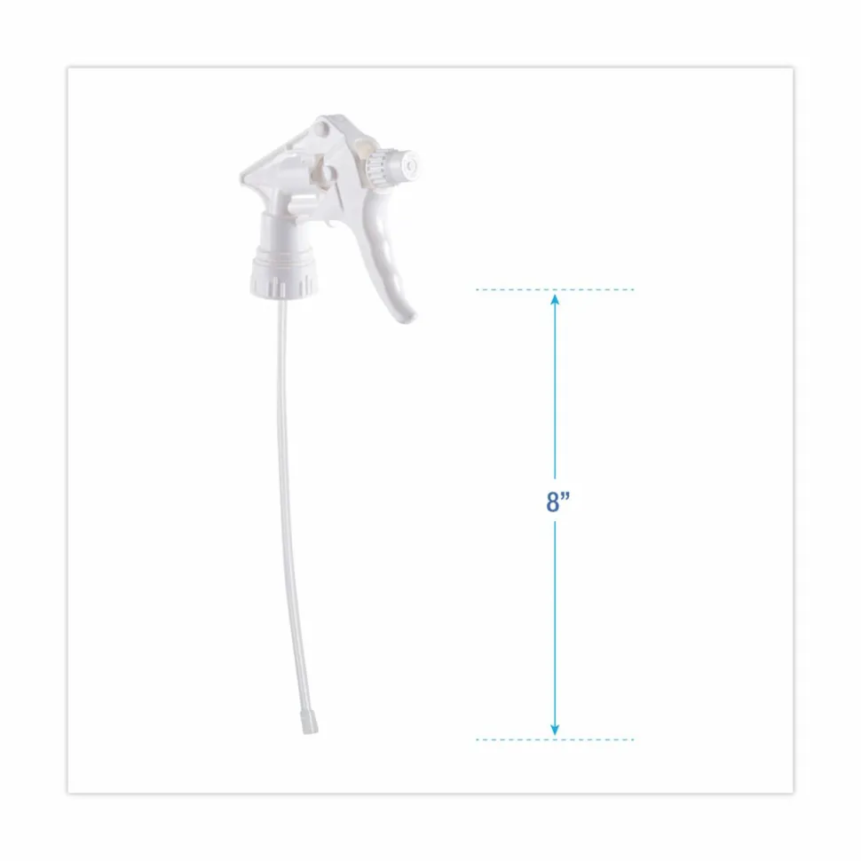 Boardwalk General Purpose Trigger Sprayer, 8" Tube, Fits 16 oz to 24 oz Bottles, White, 24/Carton