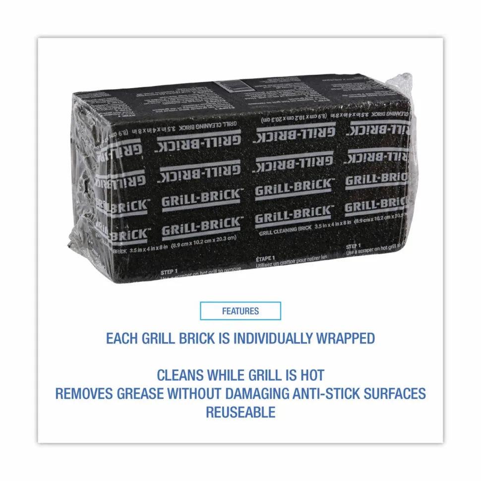 Boardwalk Grill Brick, 8 x 4, Black, 12/Carton