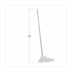 Boardwalk Handle/Deck Mops, #12 White Rayon Head, 48" Natural Wood Handle, 6/Pack