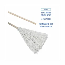 Boardwalk Handle/Deck Mops, #12 White Rayon Head, 48