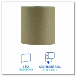 Boardwalk Hardwound Paper Towels, Nonperforated, 1-Ply, 8