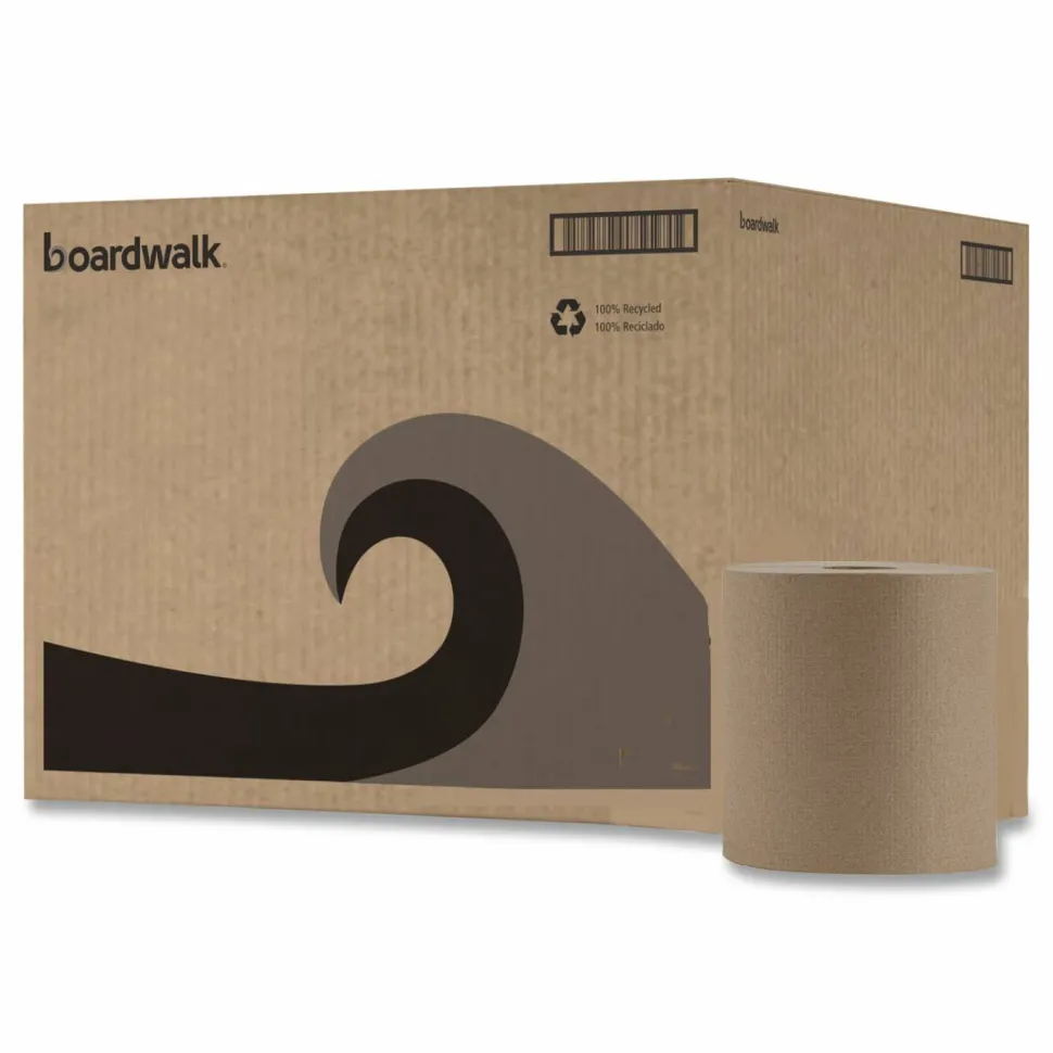 Boardwalk Hardwound Paper Towels, Nonperforated, 1-Ply, 8" x 800 ft, Natural, 6 Rolls/Carton