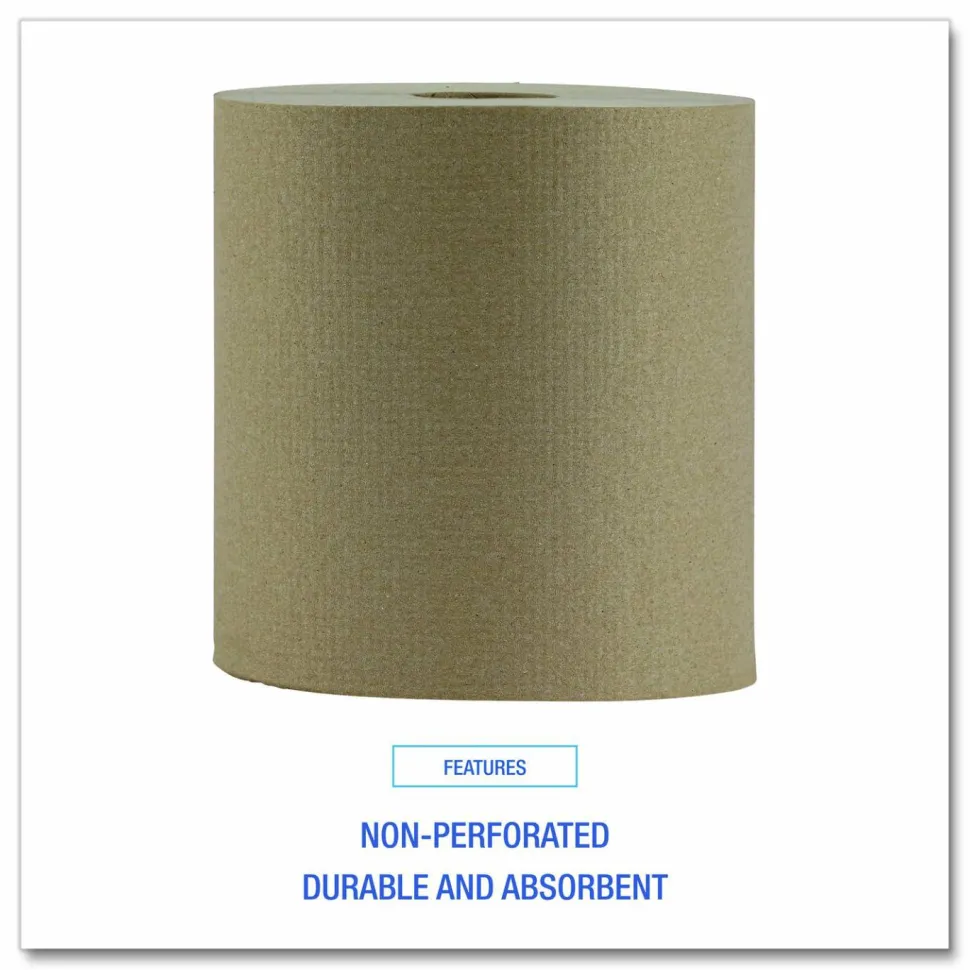 Boardwalk Hardwound Paper Towels, Nonperforated, 1-Ply, 8" x 800 ft, Natural, 6 Rolls/Carton