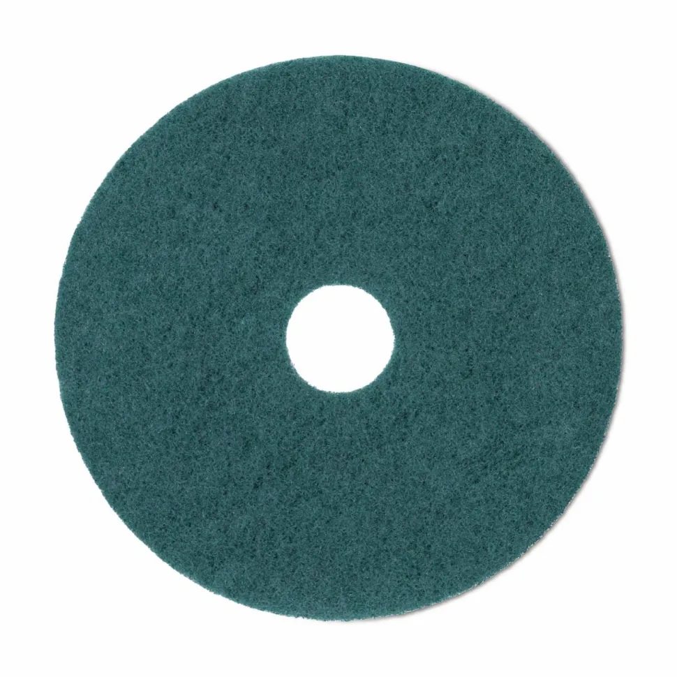 Boardwalk Heavy-Duty Scrubbing Floor Pads, 20" Diameter, Green, 5/Carton
